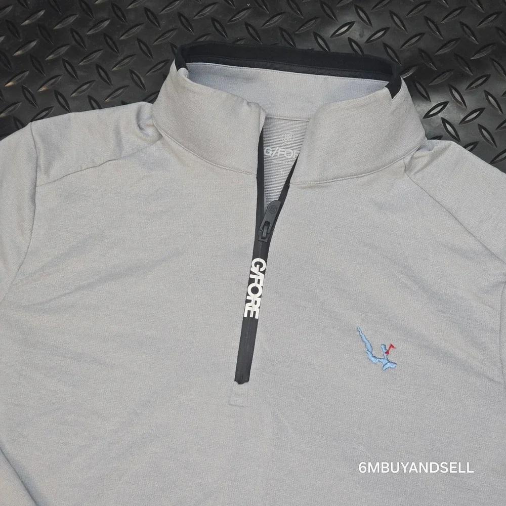 G/FORE Mens Quarter Zip Golf Pullover Light Heather Grey GMM000001 Size Large‎